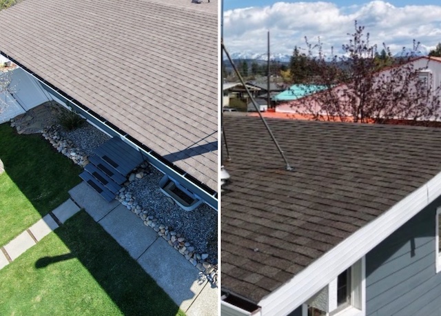 Before and after comparison of Cranbrook home roof treatment