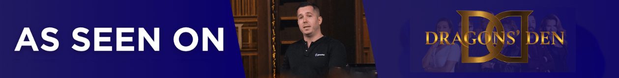 Banner that says "As seen on Dragon's Den."
